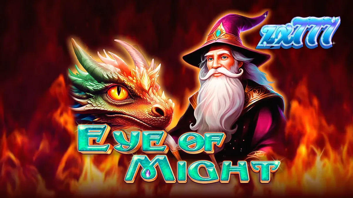 Tampilan visual slot fantasi Eye of Might dengan simbol naga dan ramuan magis