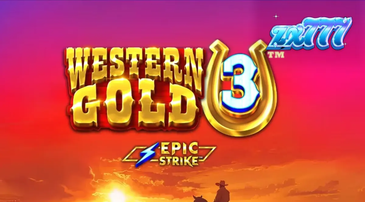 Tampilan visual slot Western Gold 3 dengan latar belakang ngarai dan simbol koboi.